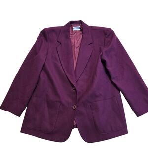 Vtg 80s Pendleton 100% Pure Wool Purple Suit Jacket Blazer Sz PL Dark Academia
